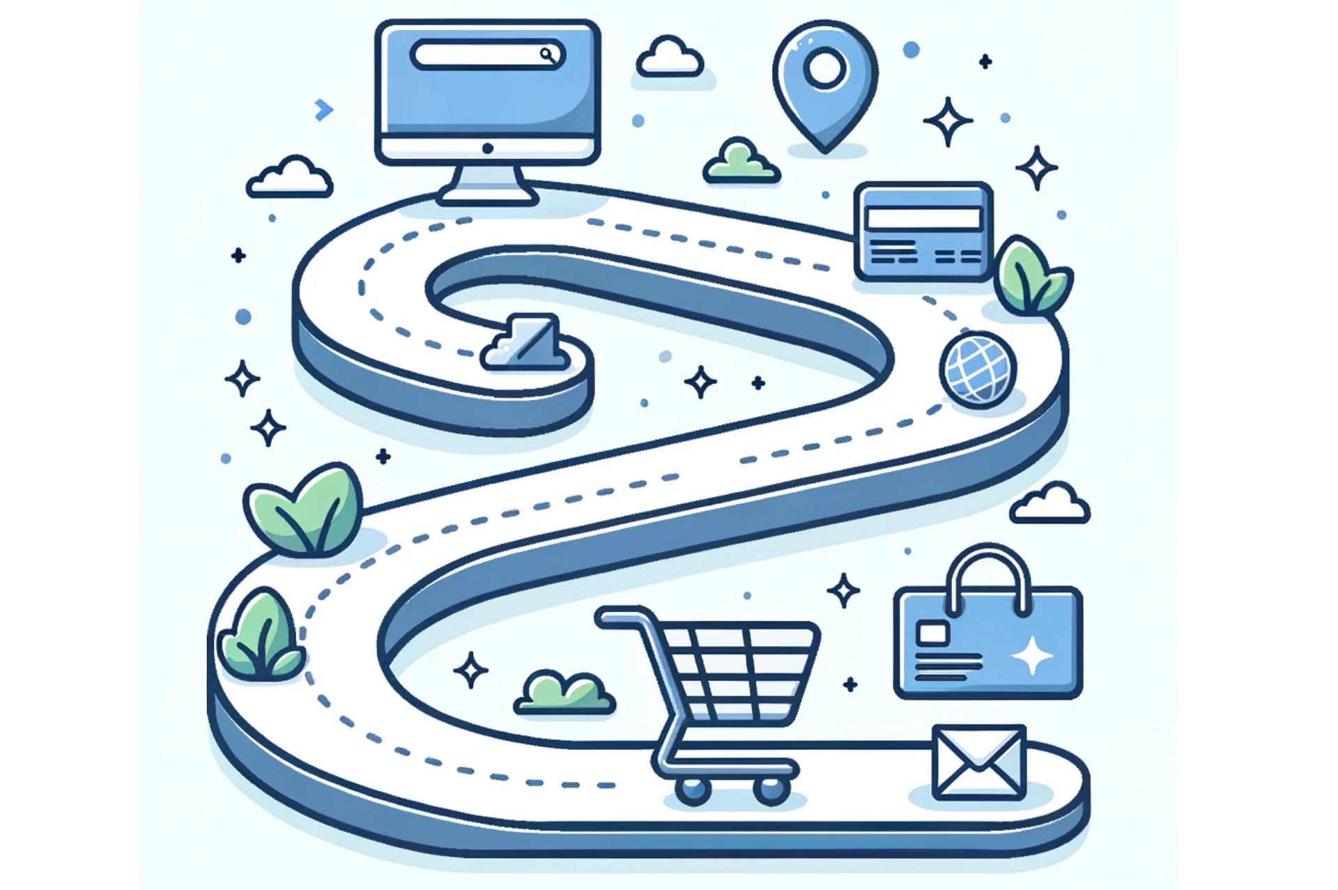 grafika prezentująca ścieżkę zakupową klienta i wpływ content marketingu na zakupy e-commerce
